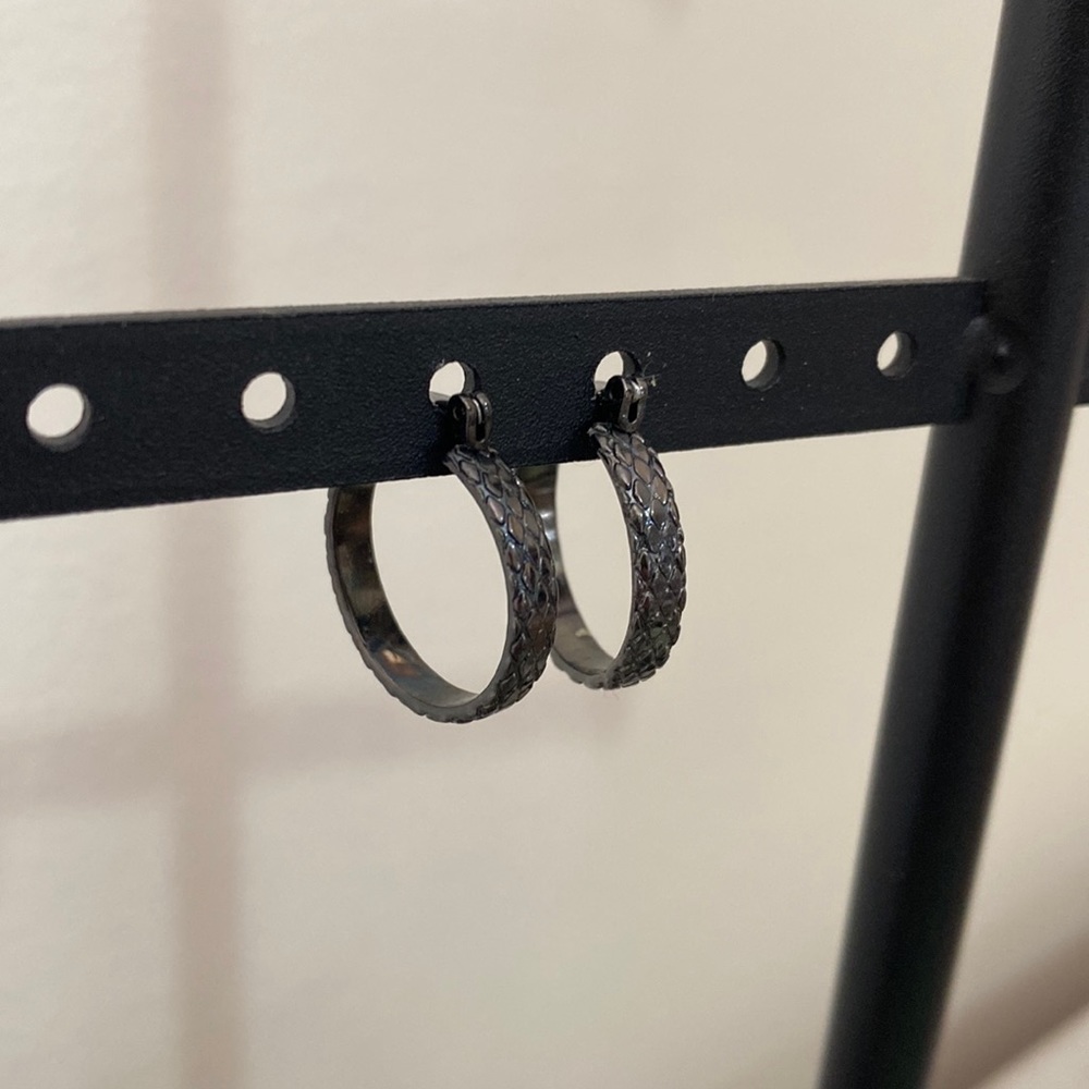 Black mini huggy hoops